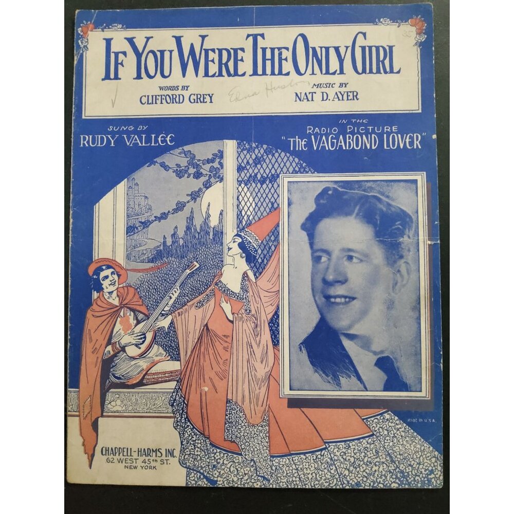 Antique 1929 Sheet Music If you were the only girl, Rudy Vallee - Picture 1 of 4